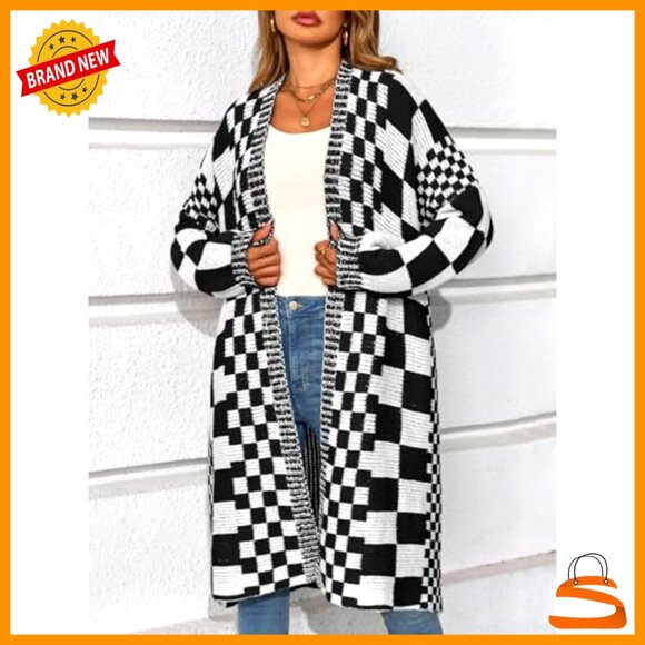 Oversized Chunky Knit Cardigan Open Front Batwing Sleeve Y2K Chic Sweater - Picture 2 of 6